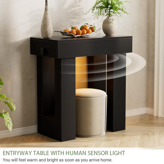 Unikito 32" Entry Table with Sensor Light & AC Outlets with USB-C Ports