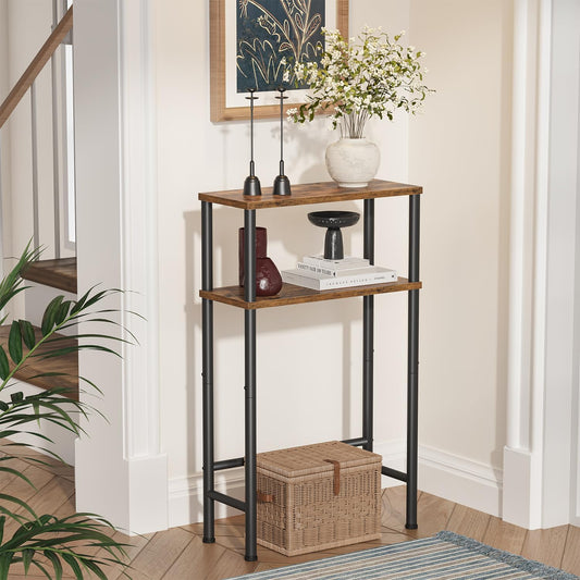 Asgolion Narrow Console Table, 15.7" Small Entryway Table, 2-Tier