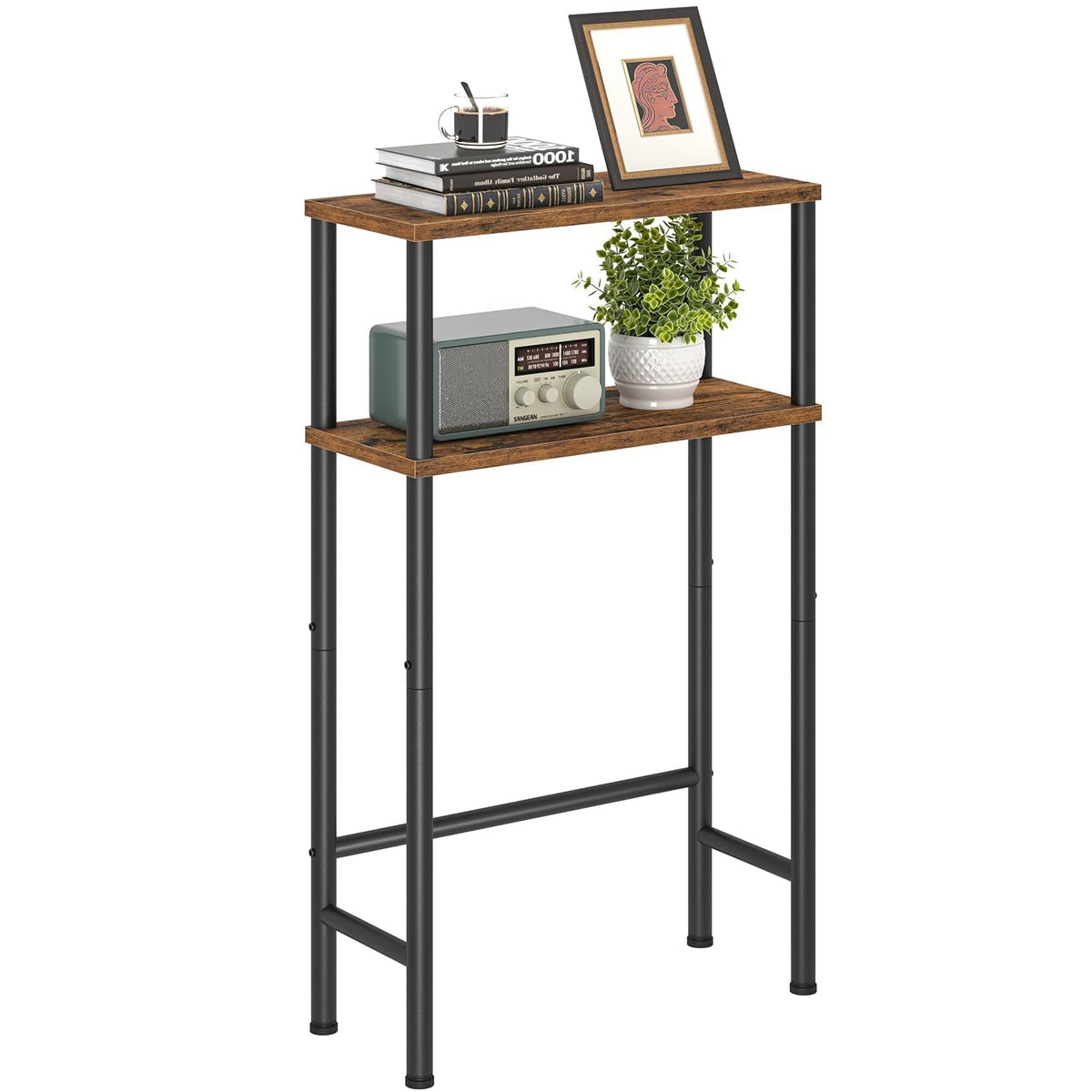 Asgolion Narrow Console Table, 15.7" Small Entryway Table, 2-Tier