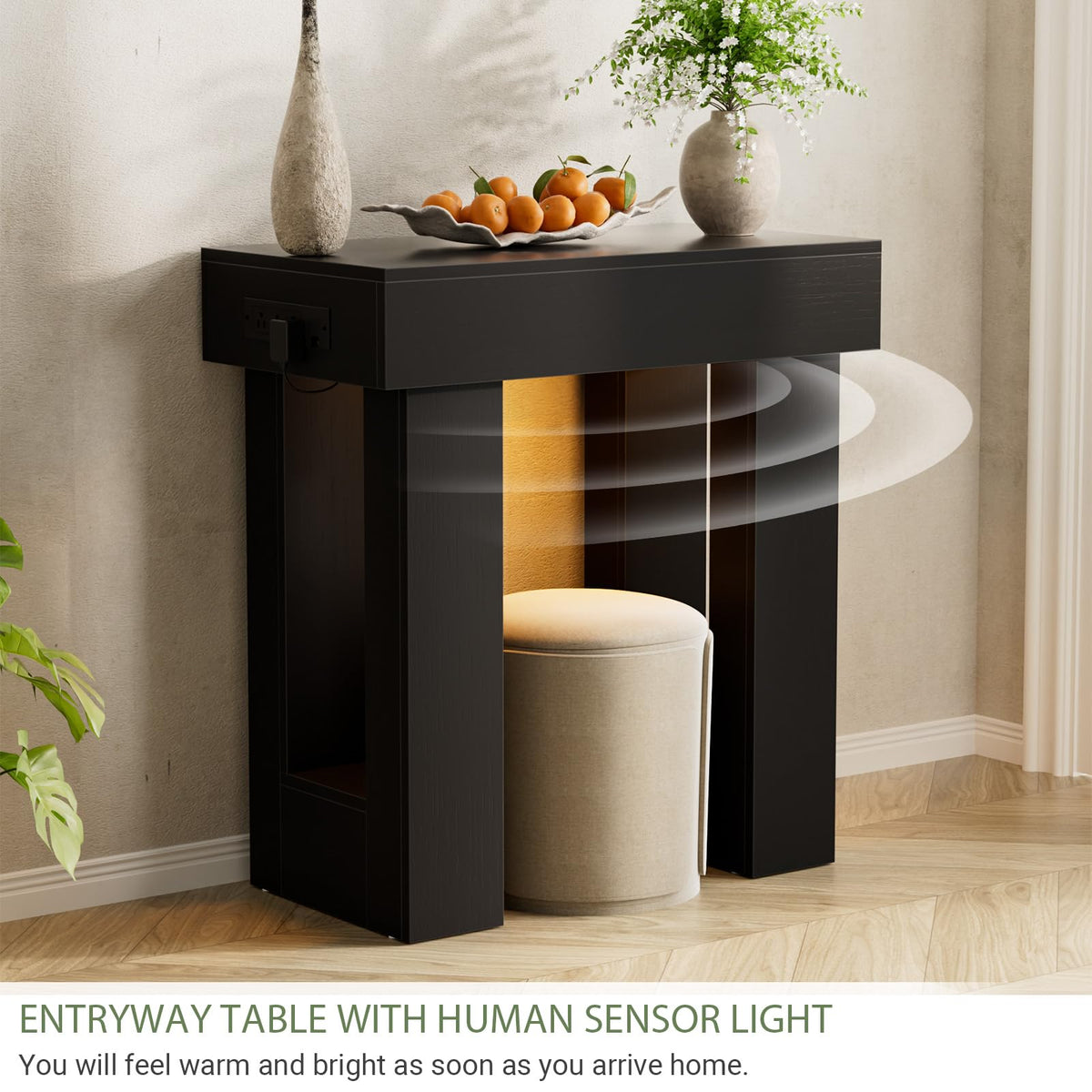 Unikito 32" Entry Table with Sensor Light & AC Outlets with USB-C Ports