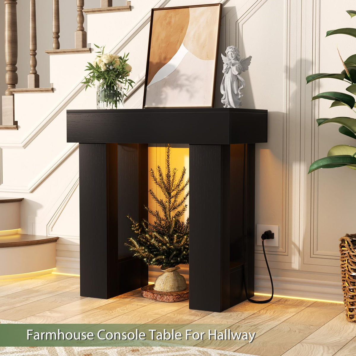 Unikito 32" Entry Table with Sensor Light & AC Outlets with USB-C Ports