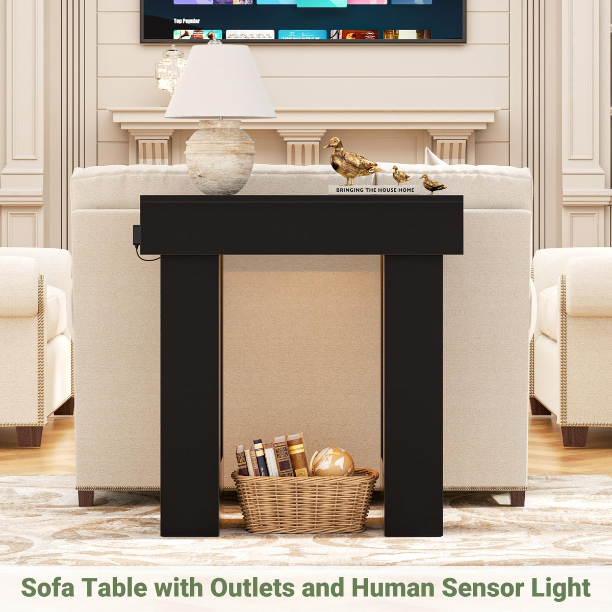 Unikito 32" Entry Table with Sensor Light & AC Outlets with USB-C Ports