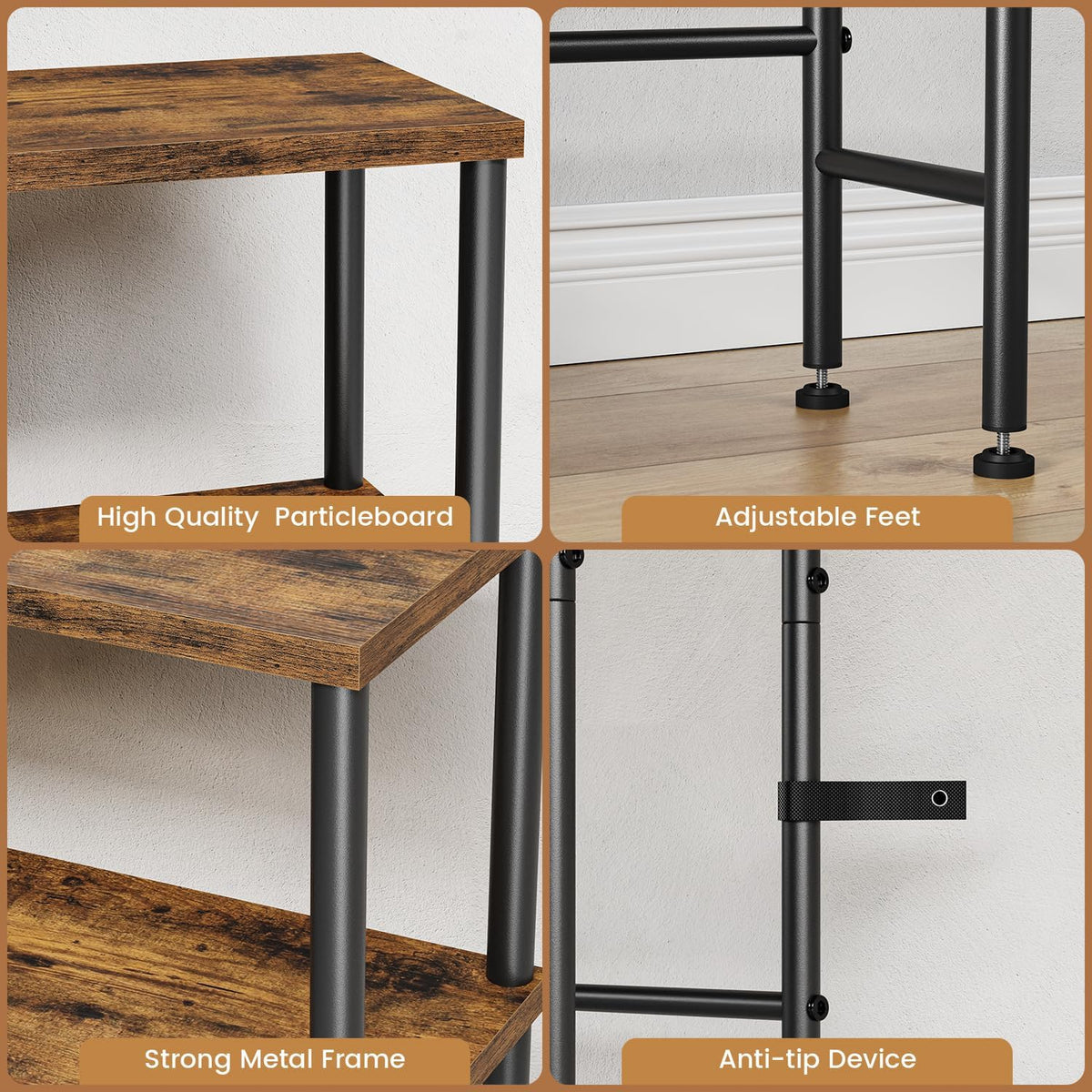 Asgolion Narrow Console Table, 15.7" Small Entryway Table, 2-Tier
